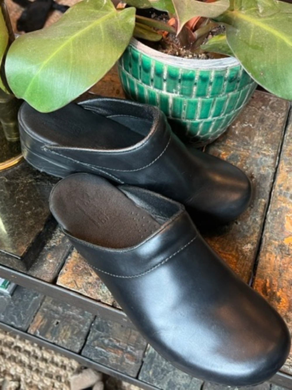 Sanitas Women's Open Back Clogs, Size 38, Black Leather